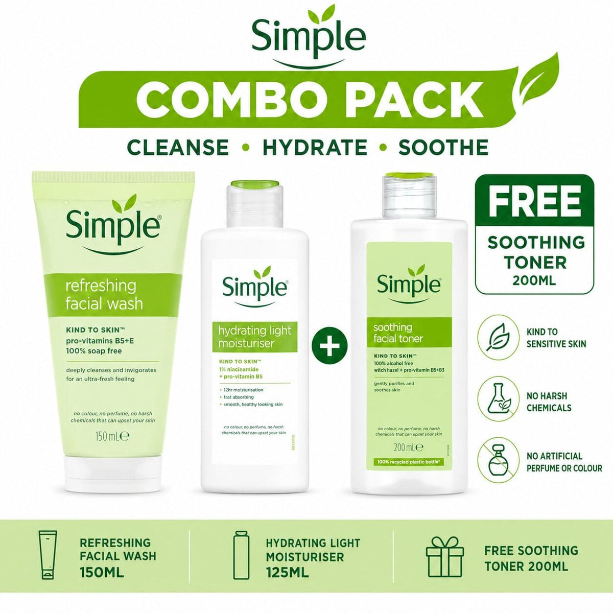 Simple Cleanse, Hydrate & Soothe Trio- kit