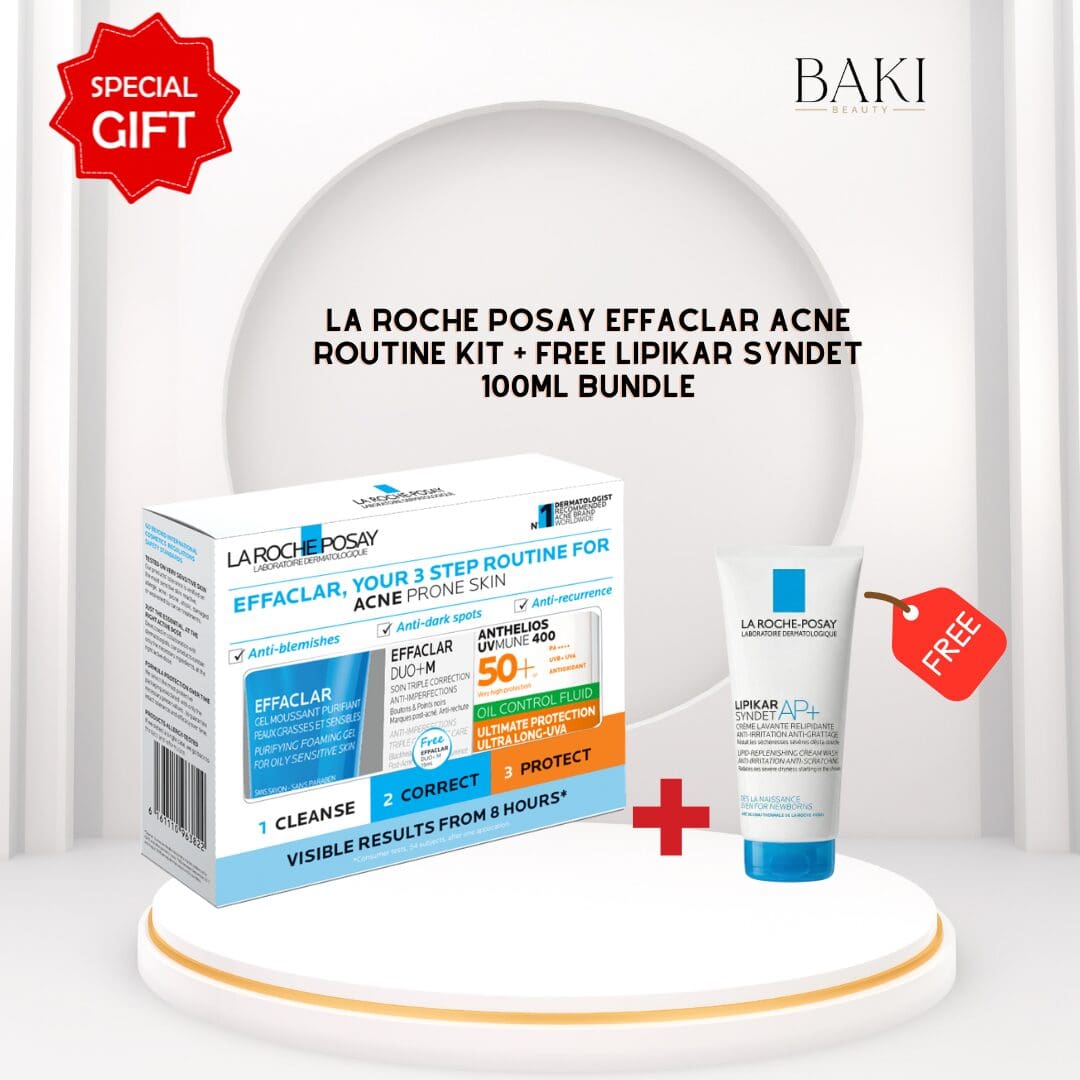 La Roche Posay Effaclar Acne Routine Kit + Free Lipikar Syndet 100ml Bundle