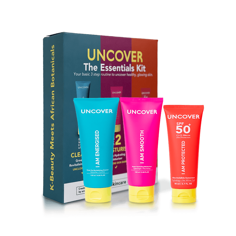 Uncover Essentials Skincare Kit - (Cleanser 120ml , Moisturizer 100ml, Sunscreen 80ml)