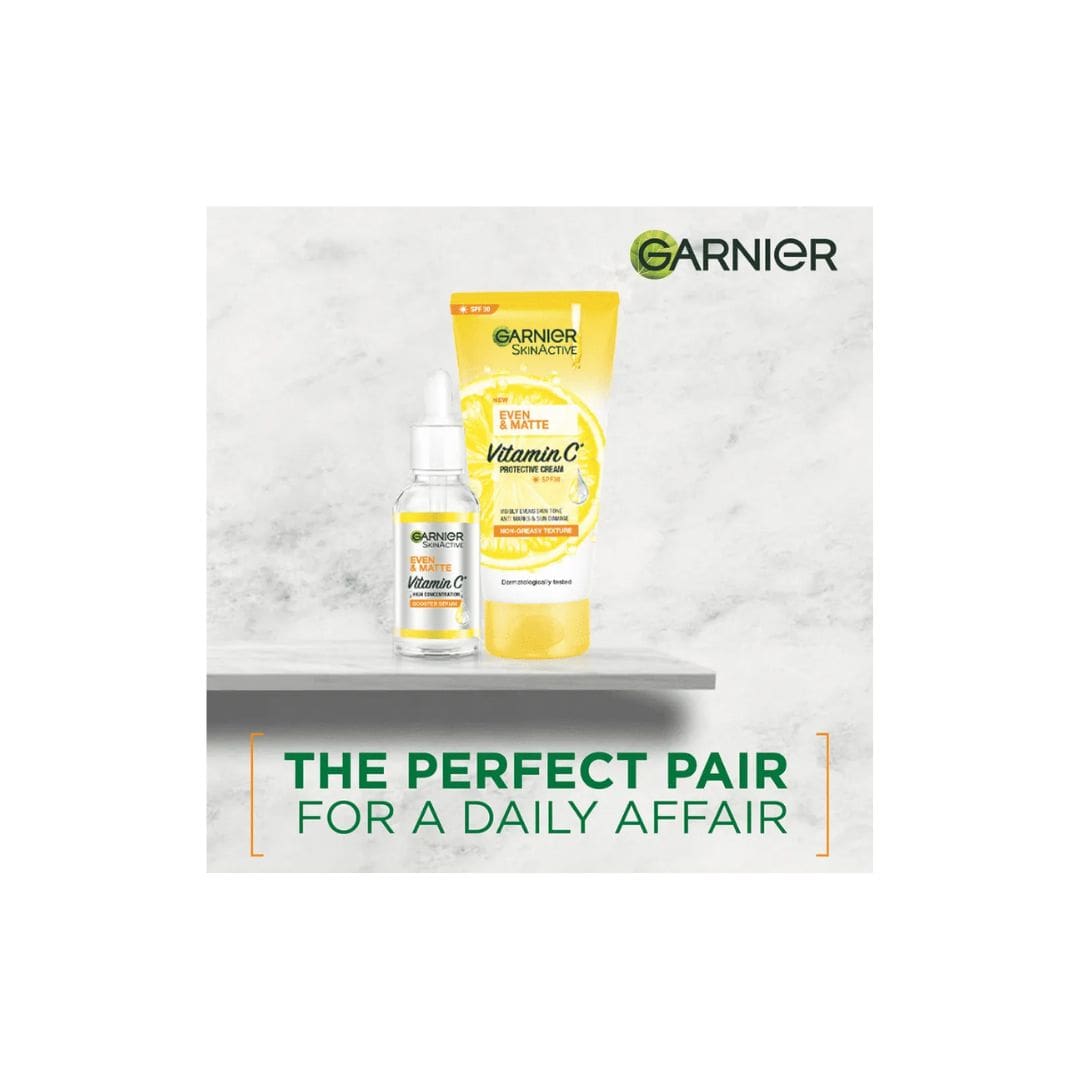 Garnier Even Tone Essentials Kit with Vitamin C Booster Serum + SPF30 Protective Cream